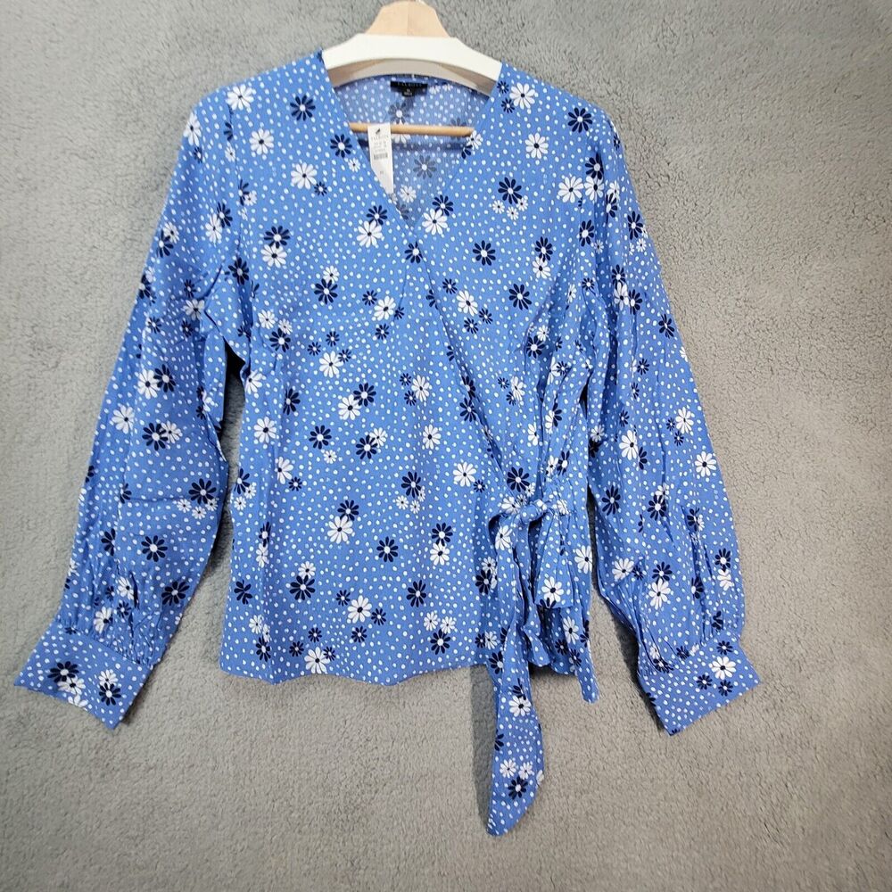 Talbots Poet Sleeve Wrap Top Floral Romantic Size XL 16-18 Casual Workwear NEW